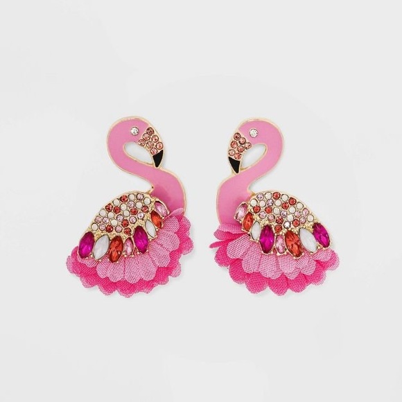 SUGARFIX by BaubleBar 'Pink Outside The Box Statement Earrings Pink flamingo nwt - Picture 2 of 4